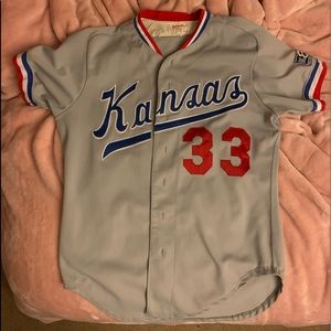 VINTAGE EUC Kansas Jayhawks Basketball Jersey 44 L
